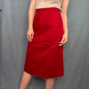 Vintage red wool A-line skirt, size S